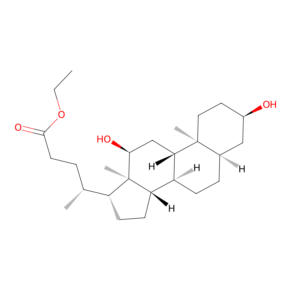 Ethyl deoxycholate molecular structure, CAS 69519-35-3
