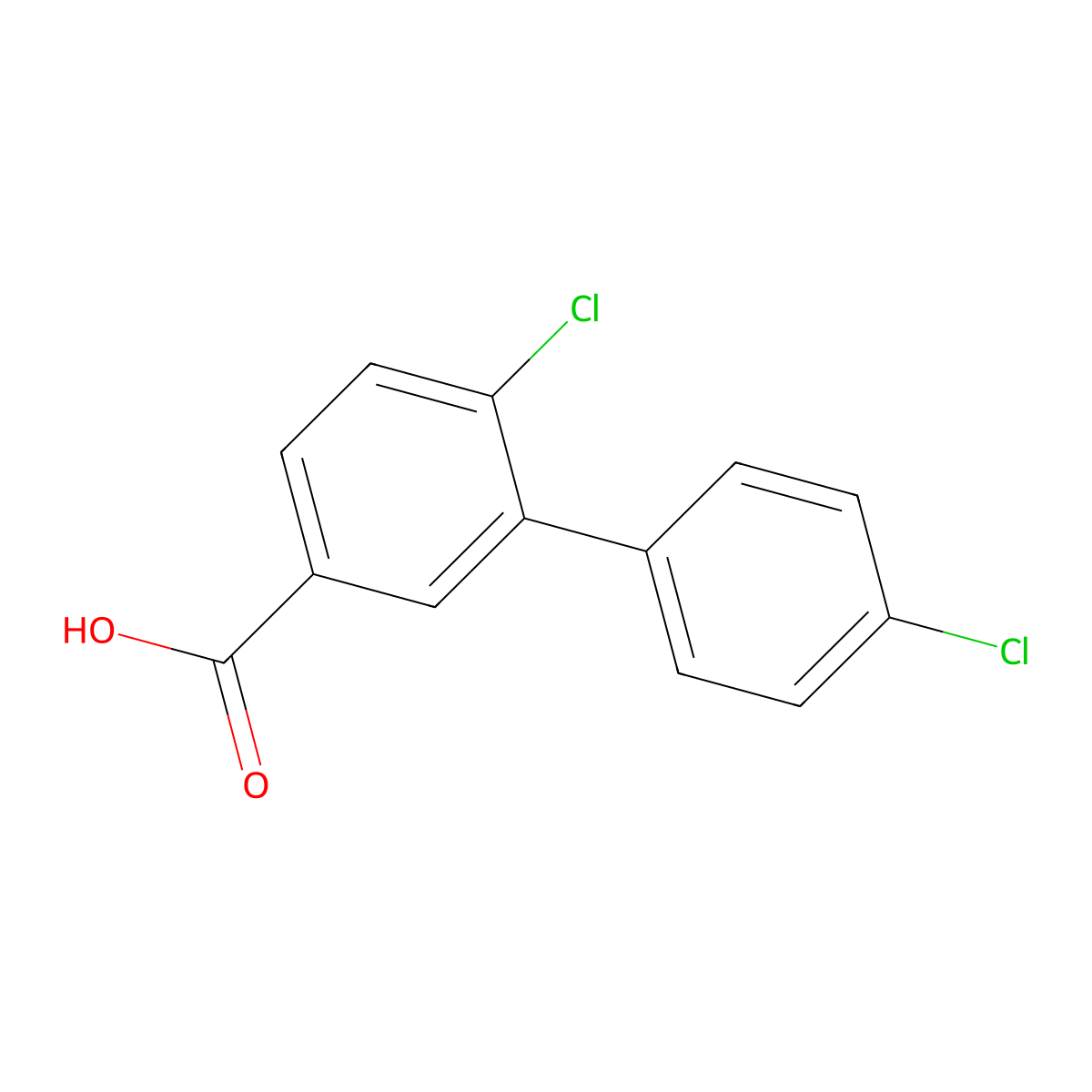 4-Chloro-3-(4-chlorophenyl)benzoic acid molecular structure, CAS 695190-76-2