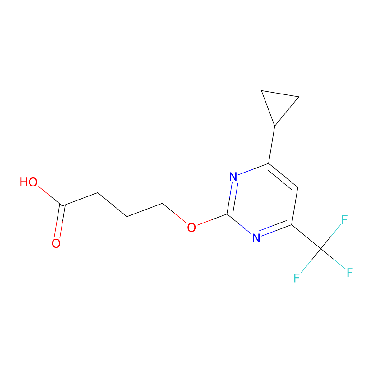 4-{[4-Cyclopropyl-6-(trifluoromethyl)pyrimidin-2-yl]oxy}butanoic acid molecular structure, CAS 695191-61-8