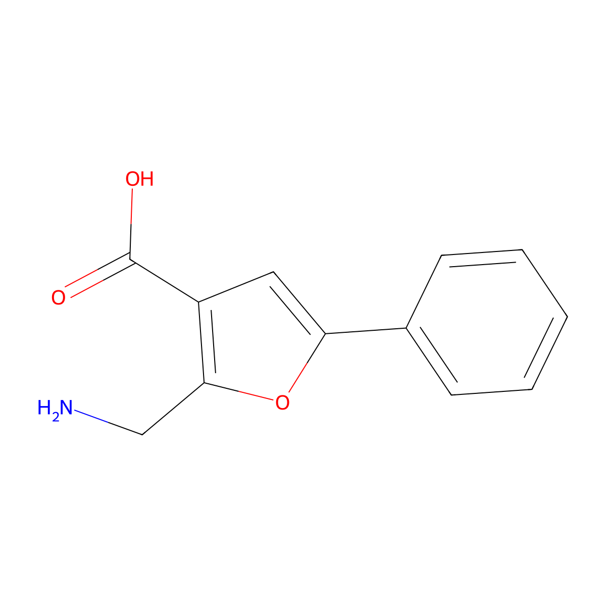 2-(Aminomethyl)-5-phenyl-3-furancarboxylic acid molecular structure, CAS 695191-66-3