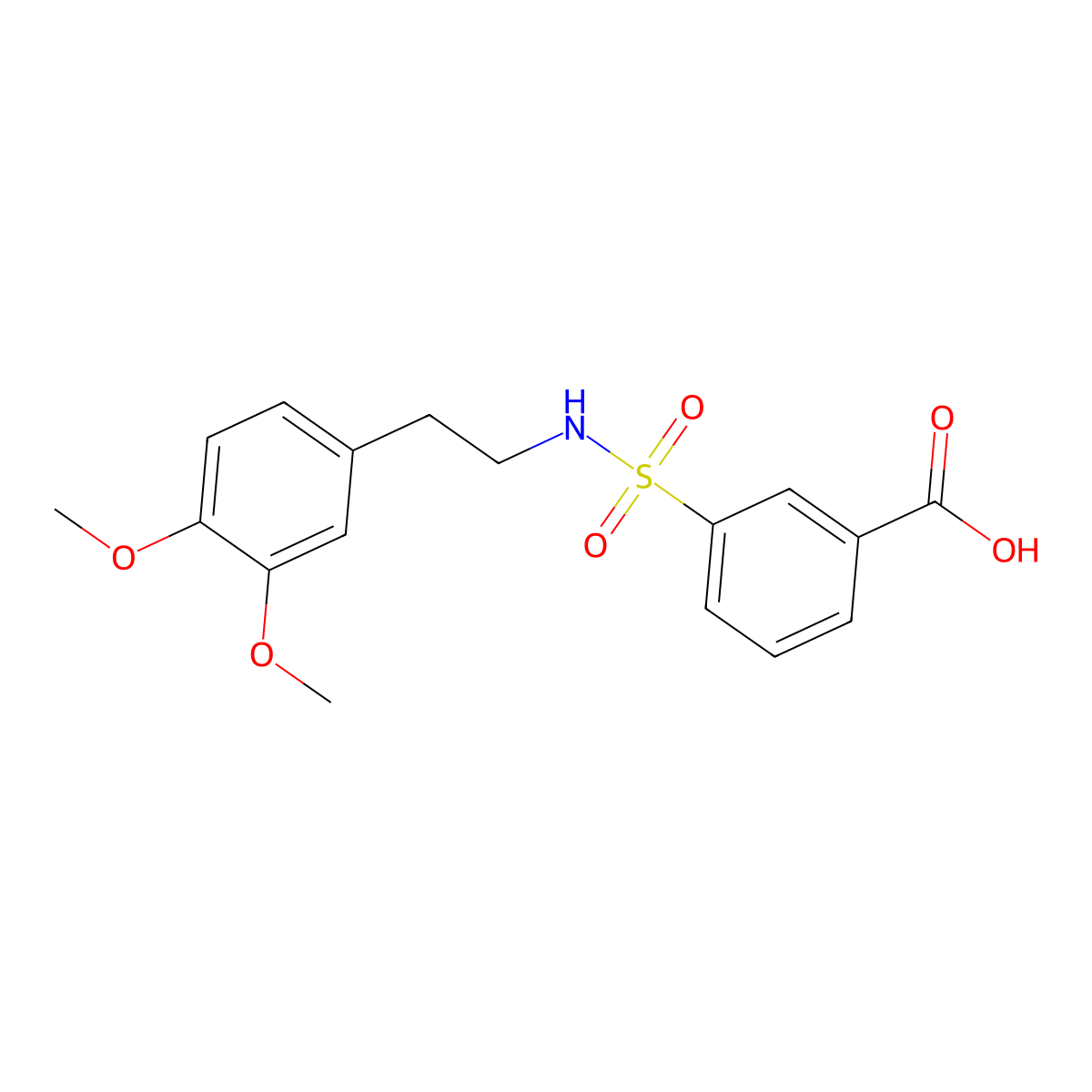 3-({[2-(3,4-Dimethoxyphenyl)ethyl]amino}sulfonyl)benzoic acid molecular structure, CAS 695191-70-9