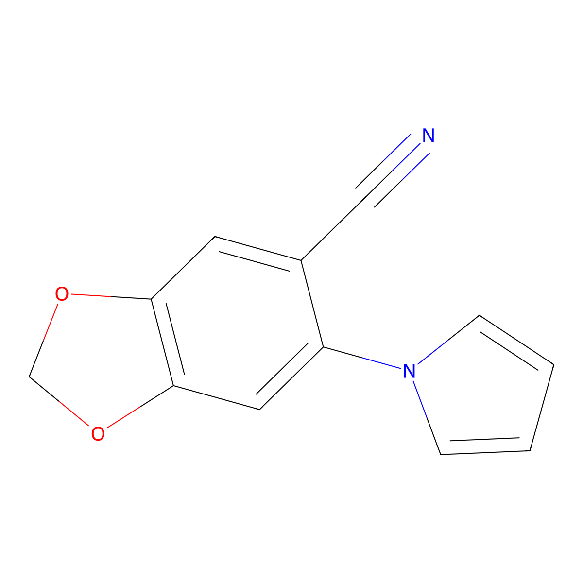 6-Pyrrol-1-yl-1,3-benzodioxole-5-carbonitrile molecular structure, CAS 695192-12-2