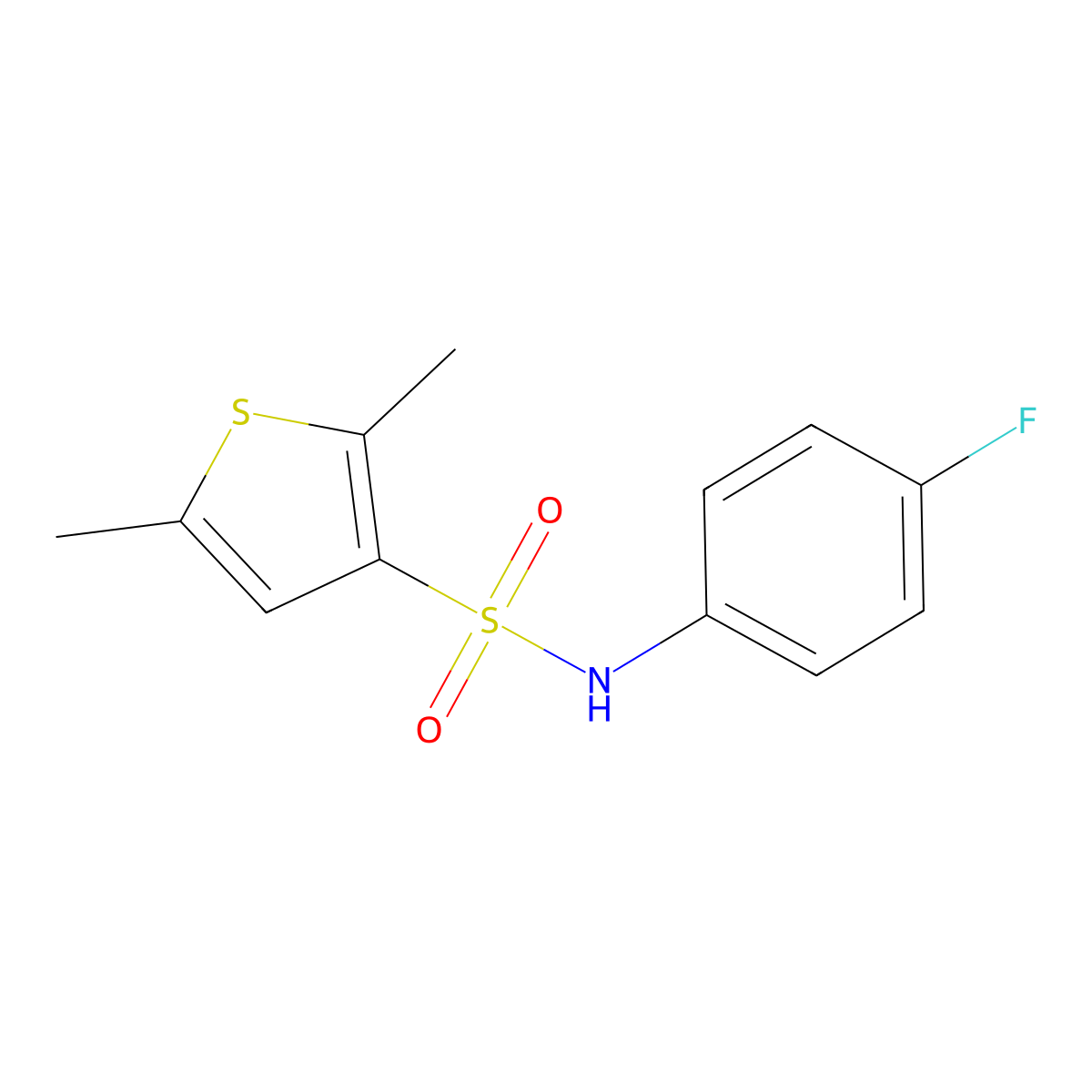 N-(4-fluorophenyl)-2,5-dimethylthiophene-3-sulfonamide molecular structure, CAS 695192-16-6
