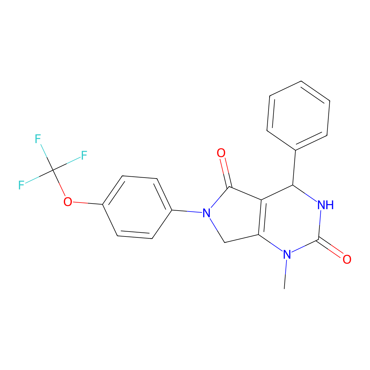 1-methyl-4-phenyl-6-[4-(trifluoromethoxy)phenyl]-4,7-dihydro-3H-pyrrolo[3,4-d]pyrimidine-2,5-dione molecular structure, CAS 695192-86-0