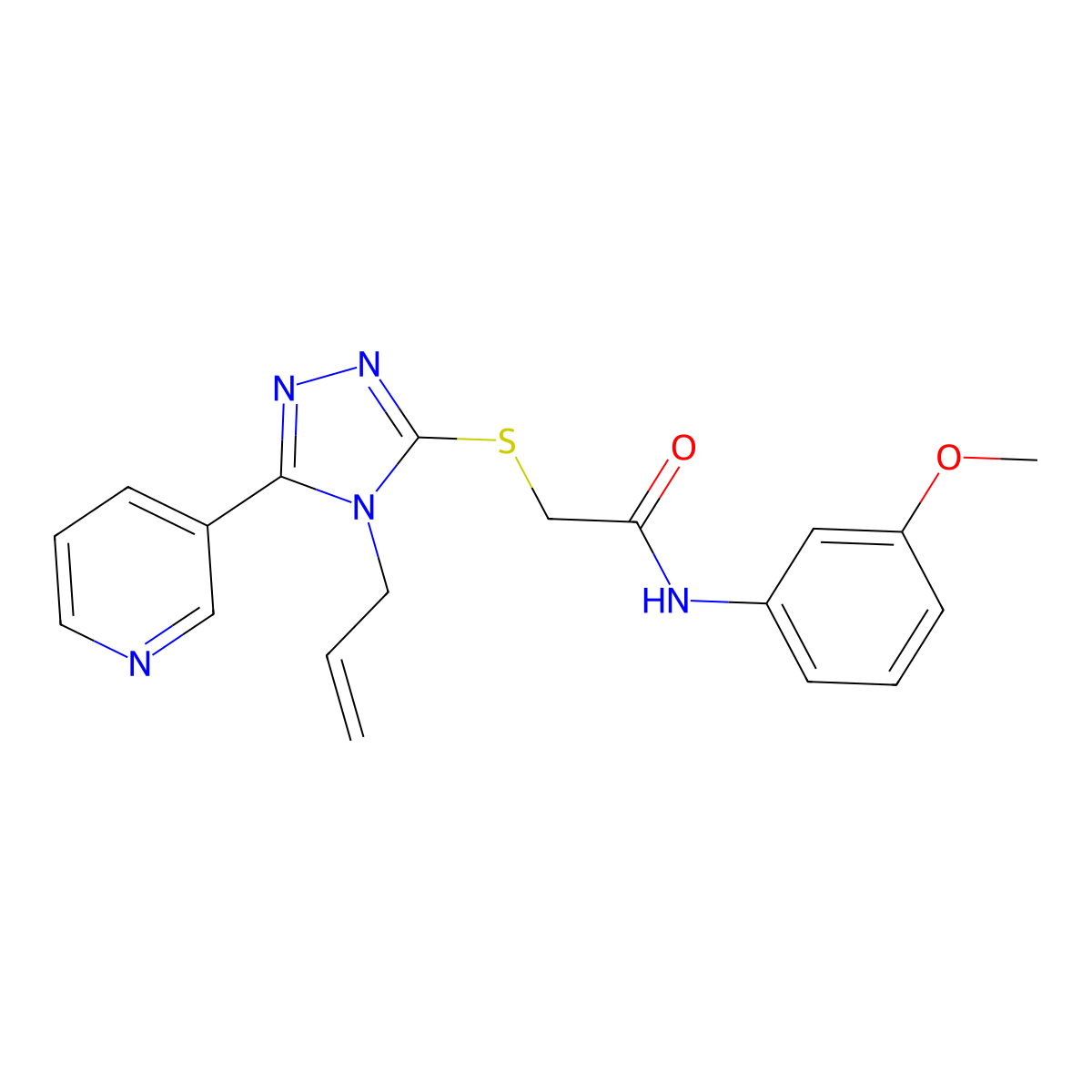 N-(3-methoxyphenyl)-2-{[4-(prop-2-en-1-yl)-5-(pyridin-3-yl)-4H-1,2,4-triazol-3-yl]sulfanyl}acetamide molecular structure, CAS 695194-03-7