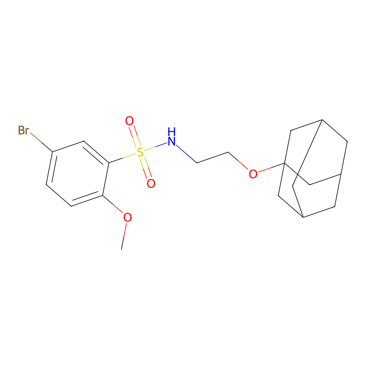 N-[2-(adamantan-1-yloxy)ethyl]-5-bromo-2-methoxybenzene-1-sulfonamide molecular structure, CAS 695194-60-6