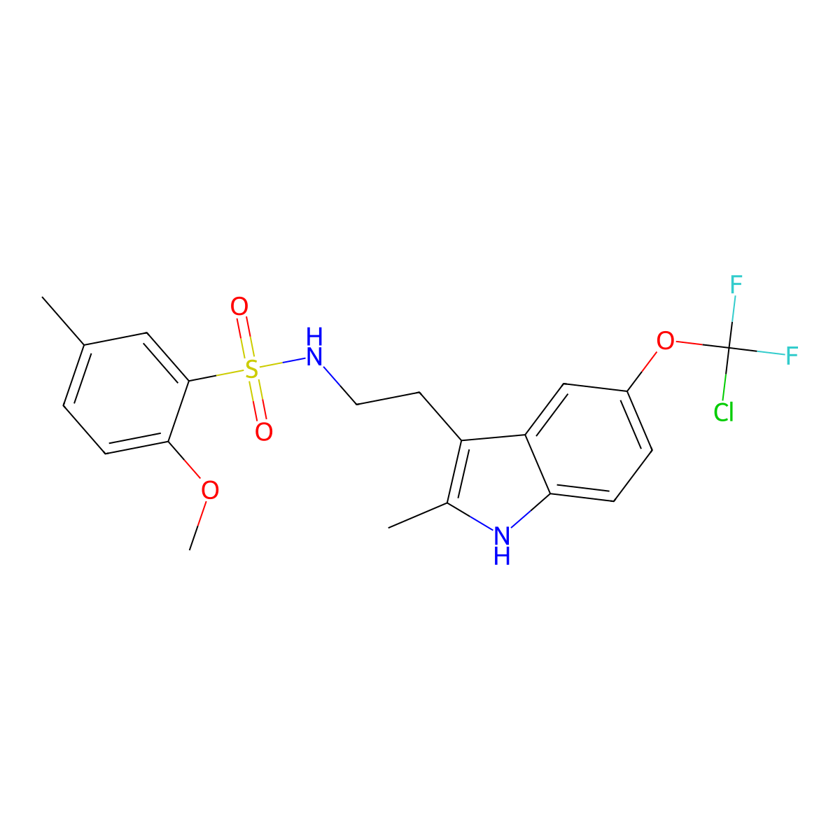 N-[2-[5-[chloro(difluoro)methoxy]-2-methyl-1H-indol-3-yl]ethyl]-2-methoxy-5-methylbenzenesulfonamide molecular structure, CAS 695194-64-0