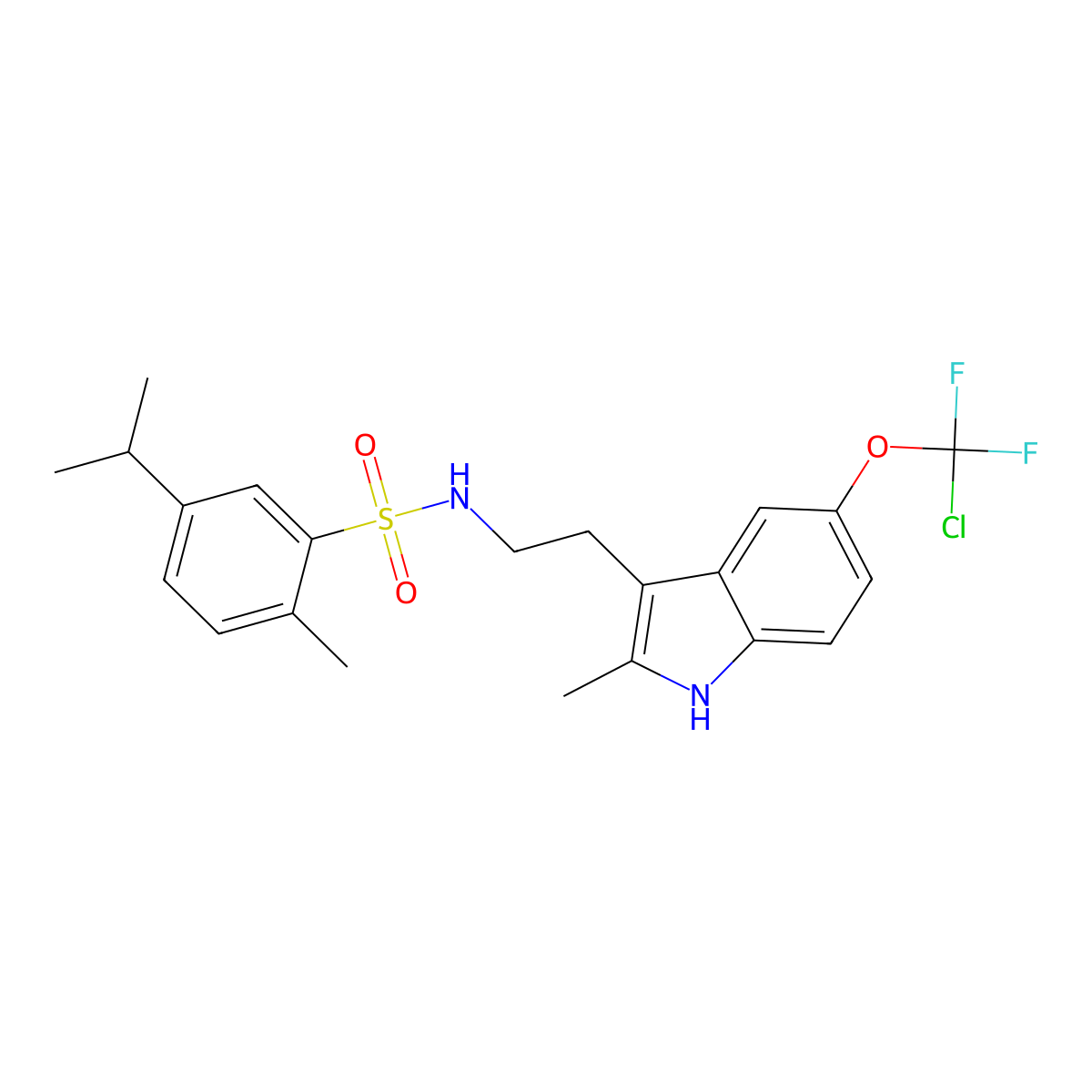 N-[2-[5-[chloro(difluoro)methoxy]-2-methyl-1H-indol-3-yl]ethyl]-2-methyl-5-propan-2-ylbenzenesulfonamide molecular structure, CAS 695194-66-2