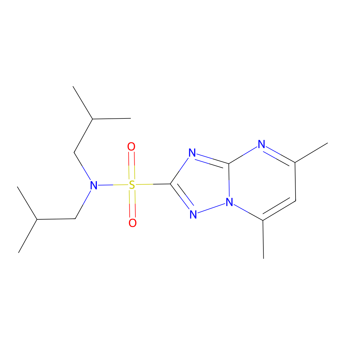 5,7-dimethyl-N,N-bis(2-methylpropyl)-[1,2,4]triazolo[1,5-a]pyrimidine-2-sulfonamide molecular structure, CAS 695195-23-4
