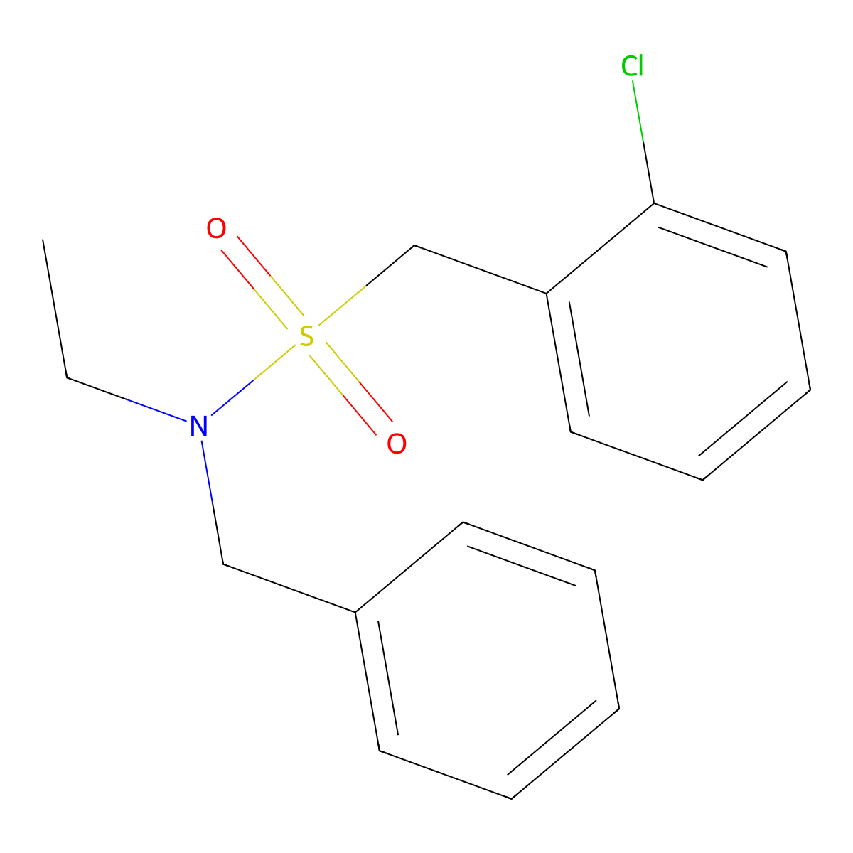 N-benzyl-1-(2-chlorophenyl)-N-ethylmethanesulfonamide molecular structure, CAS 695195-35-8