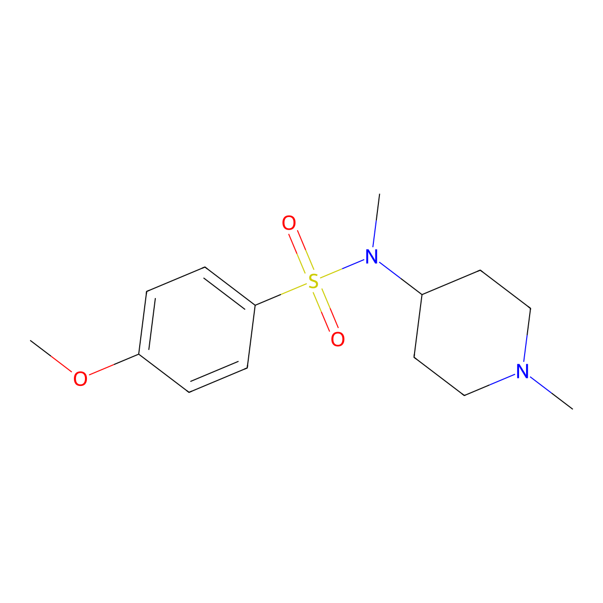 4-methoxy-N-methyl-N-(1-methylpiperidin-4-yl)benzene-1-sulfonamide molecular structure, CAS 695196-01-1
