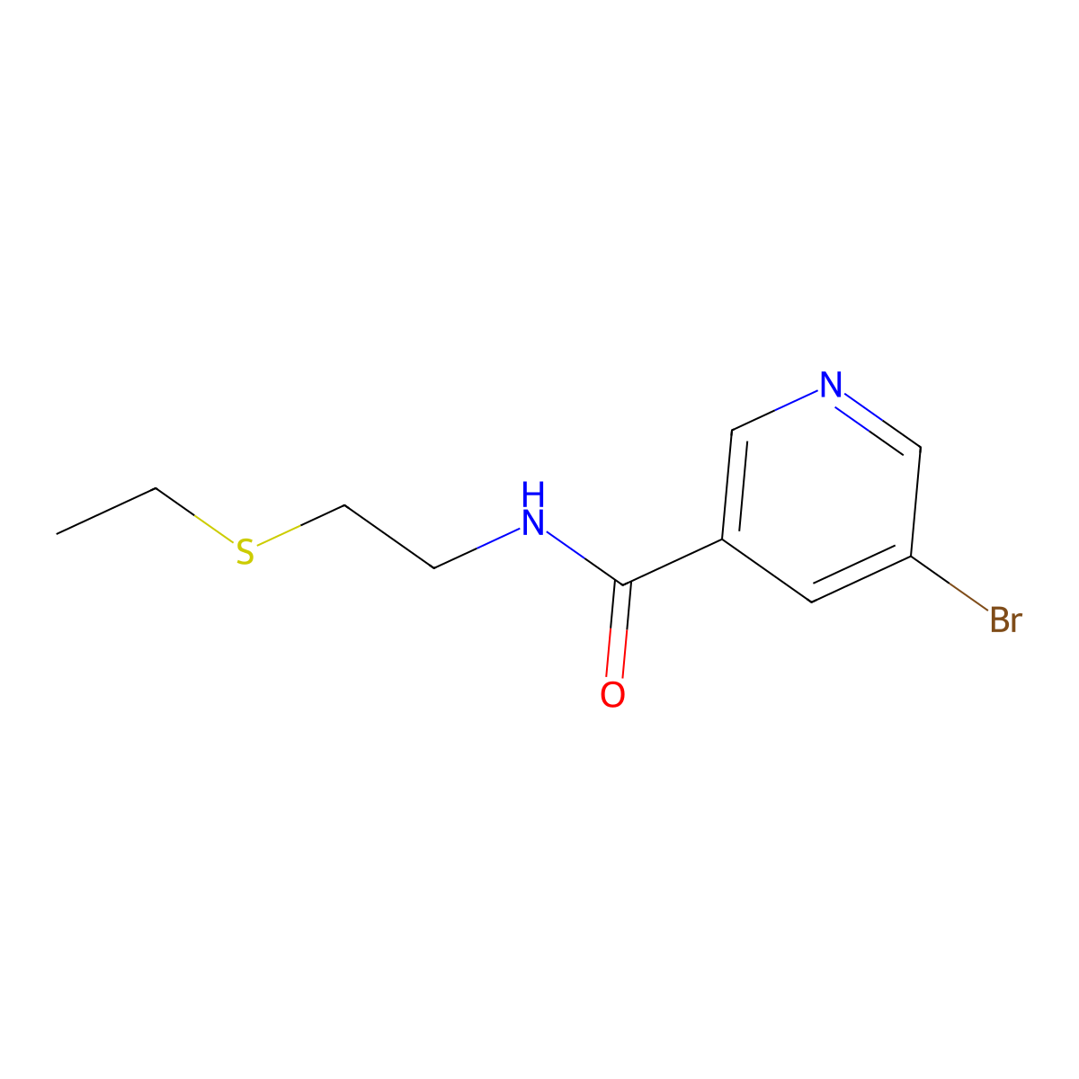 5-bromo-N-(2-ethylsulfanylethyl)pyridine-3-carboxamide molecular structure, CAS 695197-88-7