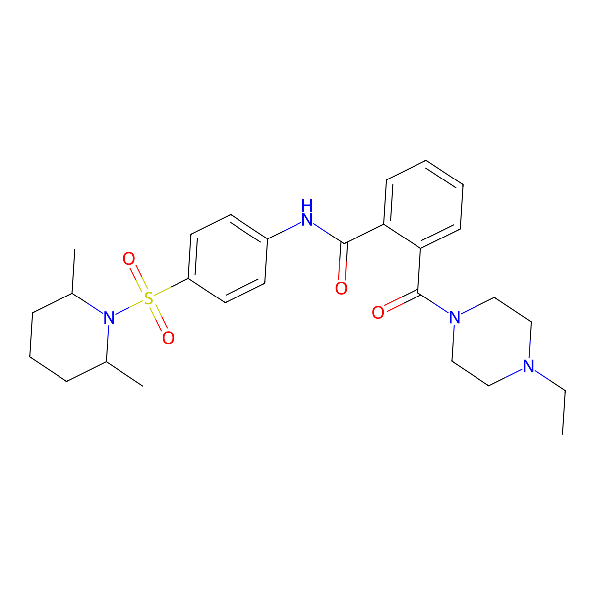 N-[4-(2,6-dimethylpiperidin-1-yl)sulfonylphenyl]-2-(4-ethylpiperazine-1-carbonyl)benzamide molecular structure, CAS 695197-93-4