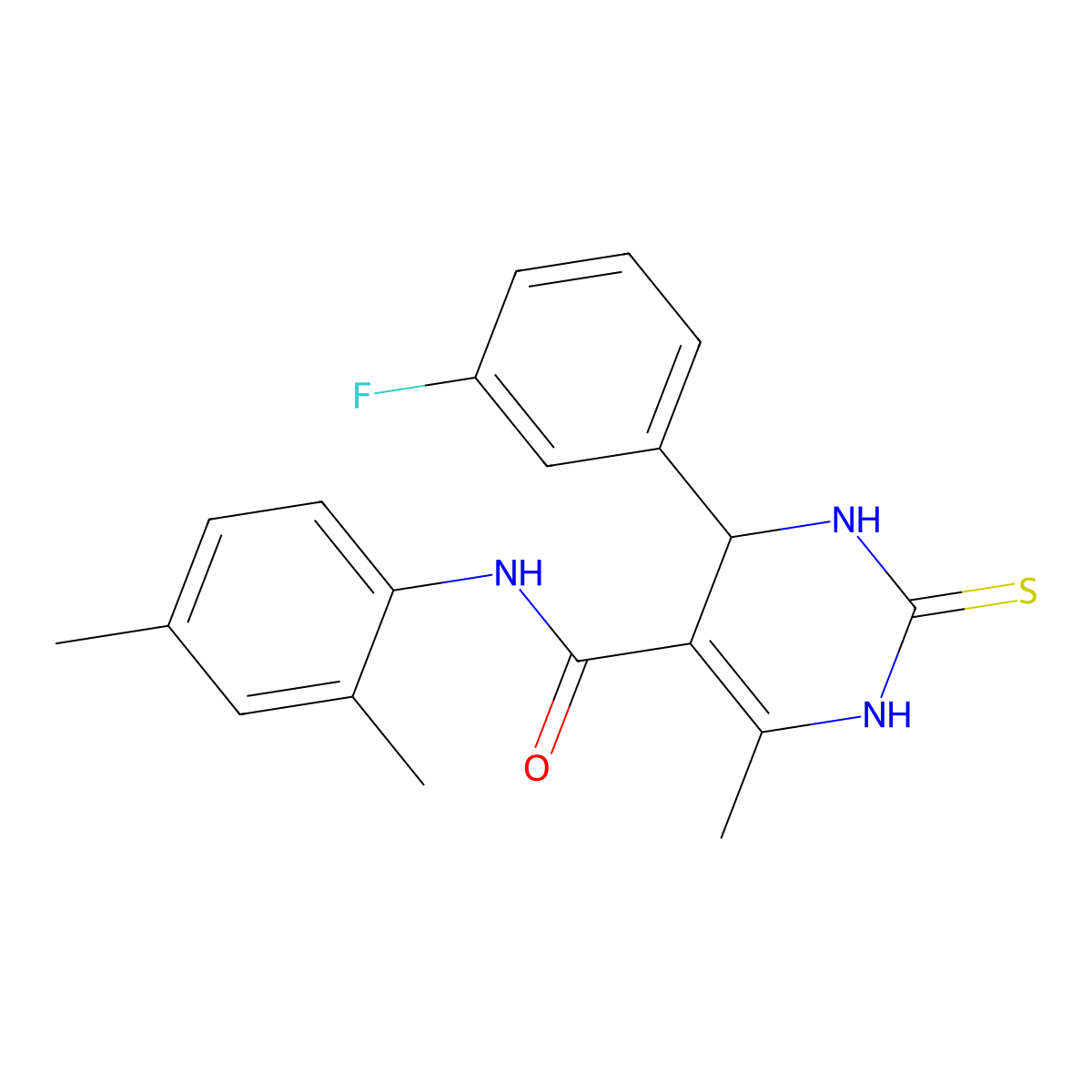 N-(2,4-dimethylphenyl)-4-(3-fluorophenyl)-6-methyl-2-sulfanylidene-3,4-dihydro-1H-pyrimidine-5-carboxamide molecular structure, CAS 695198-05-1