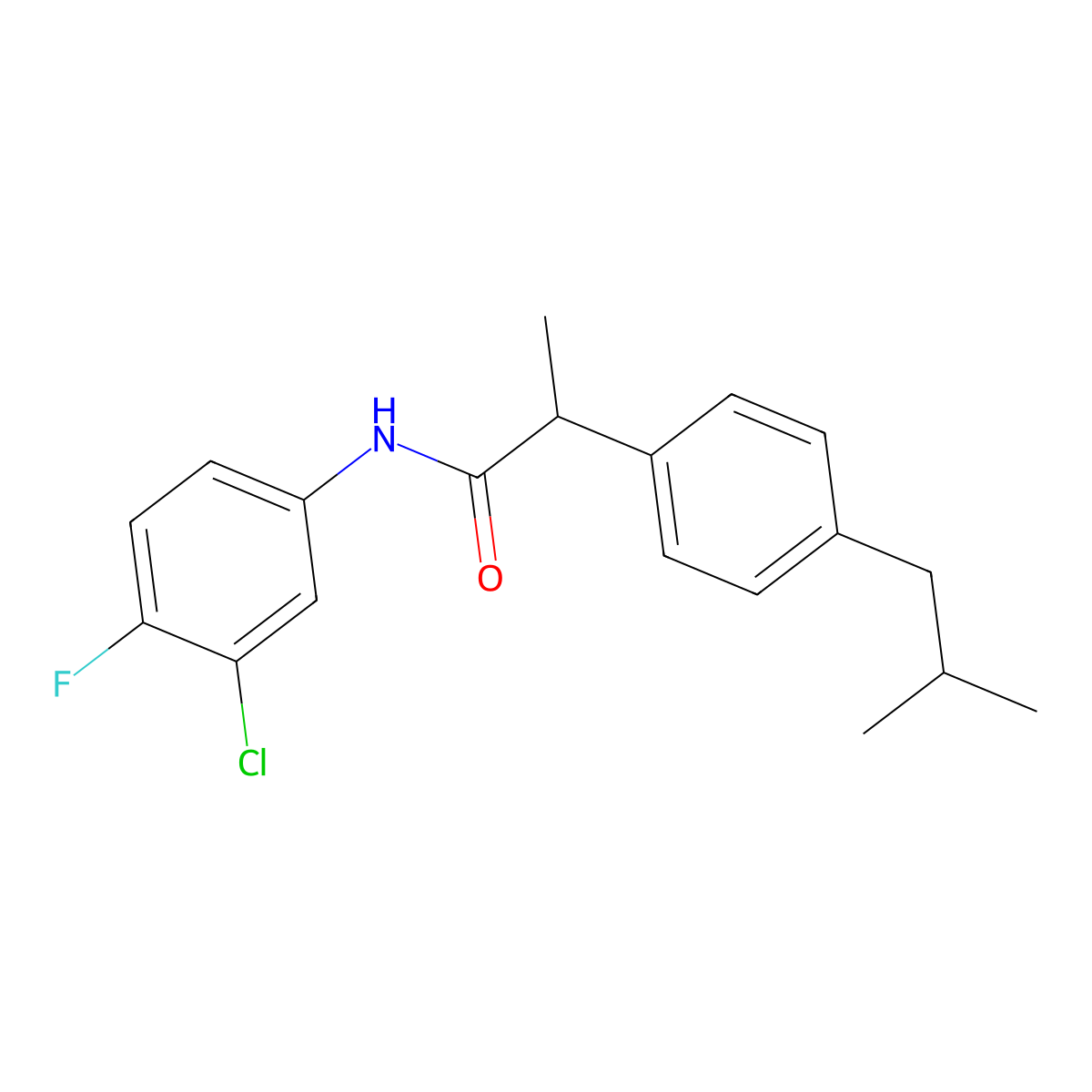 N-(3-chloro-4-fluorophenyl)-2-[4-(2-methylpropyl)phenyl]propanamide molecular structure, CAS 695198-06-2