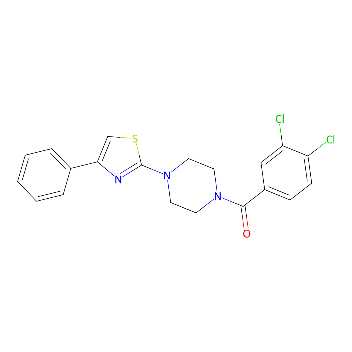 (3,4-Dichlorophenyl)-[4-(4-phenyl-1,3-thiazol-2-yl)piperazin-1-yl]methanone molecular structure, CAS 695198-30-2