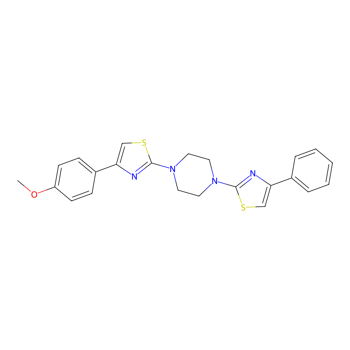 1-[4-(4-Methoxyphenyl)-1,3-thiazol-2-yl]-4-(4-phenyl-1,3-thiazol-2-yl)piperazine molecular structure, CAS 695198-50-6