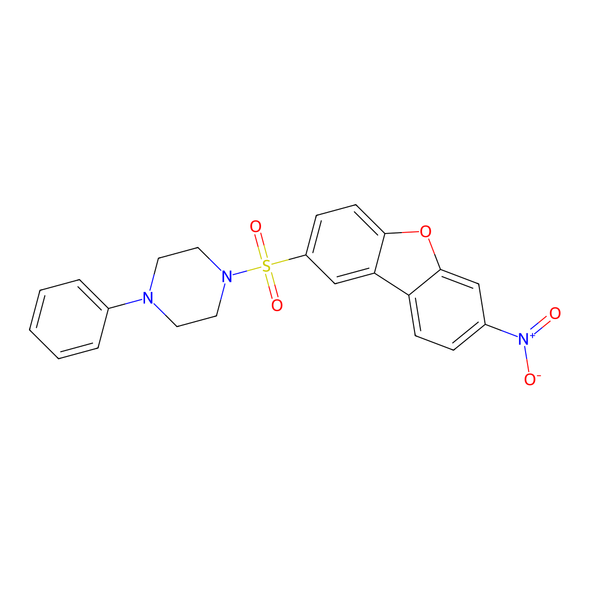 1-(7-Nitrodibenzofuran-2-yl)sulfonyl-4-phenylpiperazine molecular structure, CAS 695198-58-4