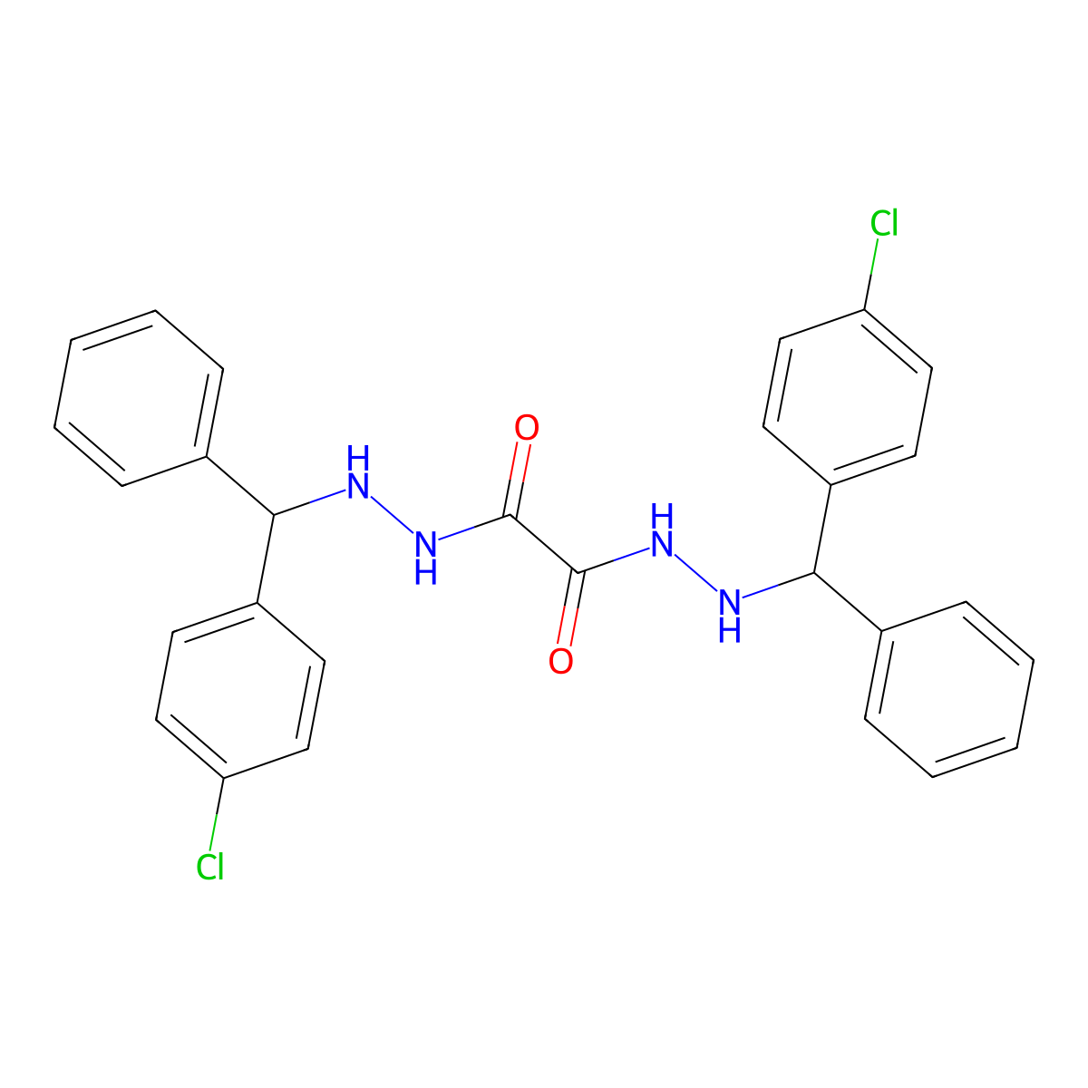 1-N',2-N'-bis[(4-chlorophenyl)-phenylmethyl]ethanedihydrazide molecular structure, CAS 695199-00-9