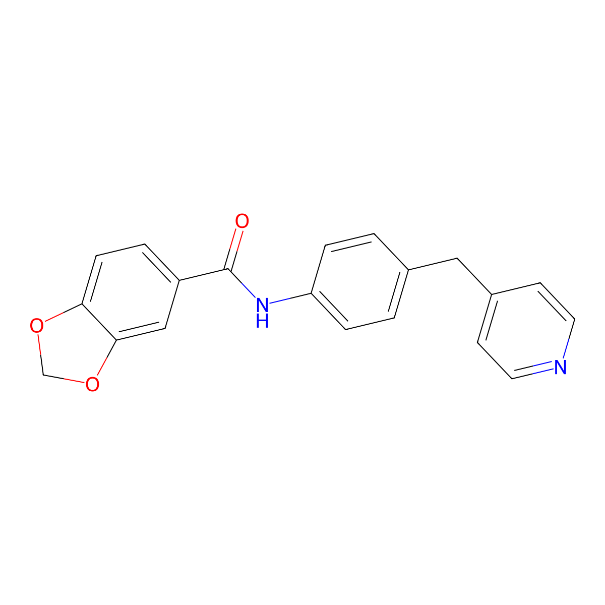 N-[4-(pyridin-4-ylmethyl)phenyl]-1,3-benzodioxole-5-carboxamide molecular structure, CAS 695199-19-0