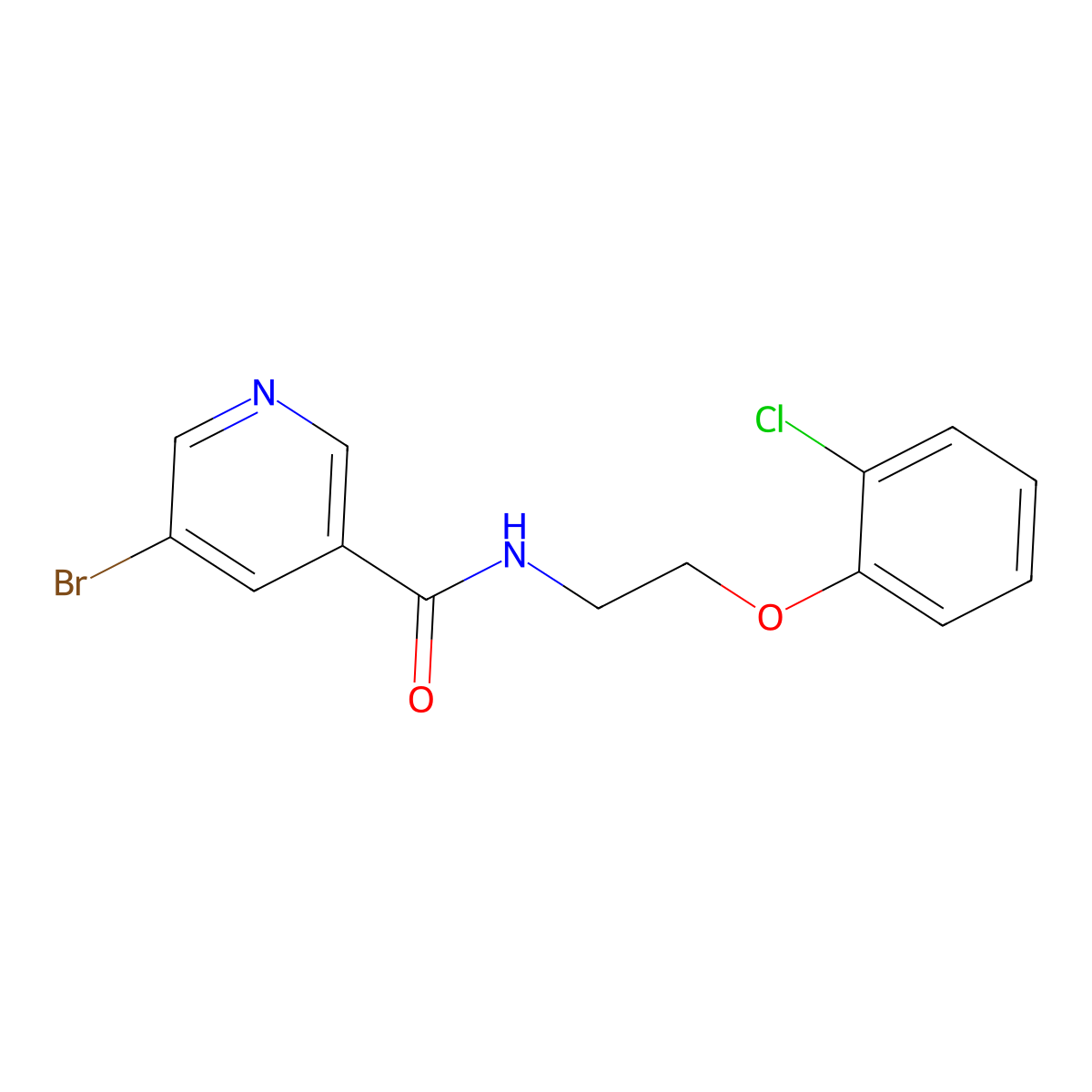 5-bromo-N-[2-(2-chlorophenoxy)ethyl]pyridine-3-carboxamide molecular structure, CAS 695199-35-0