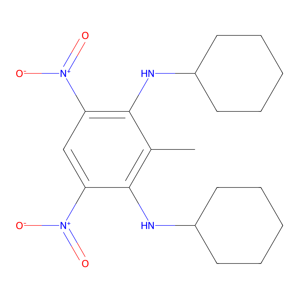 1-N,3-N-dicyclohexyl-2-methyl-4,6-dinitrobenzene-1,3-diamine molecular structure, CAS 695199-47-4