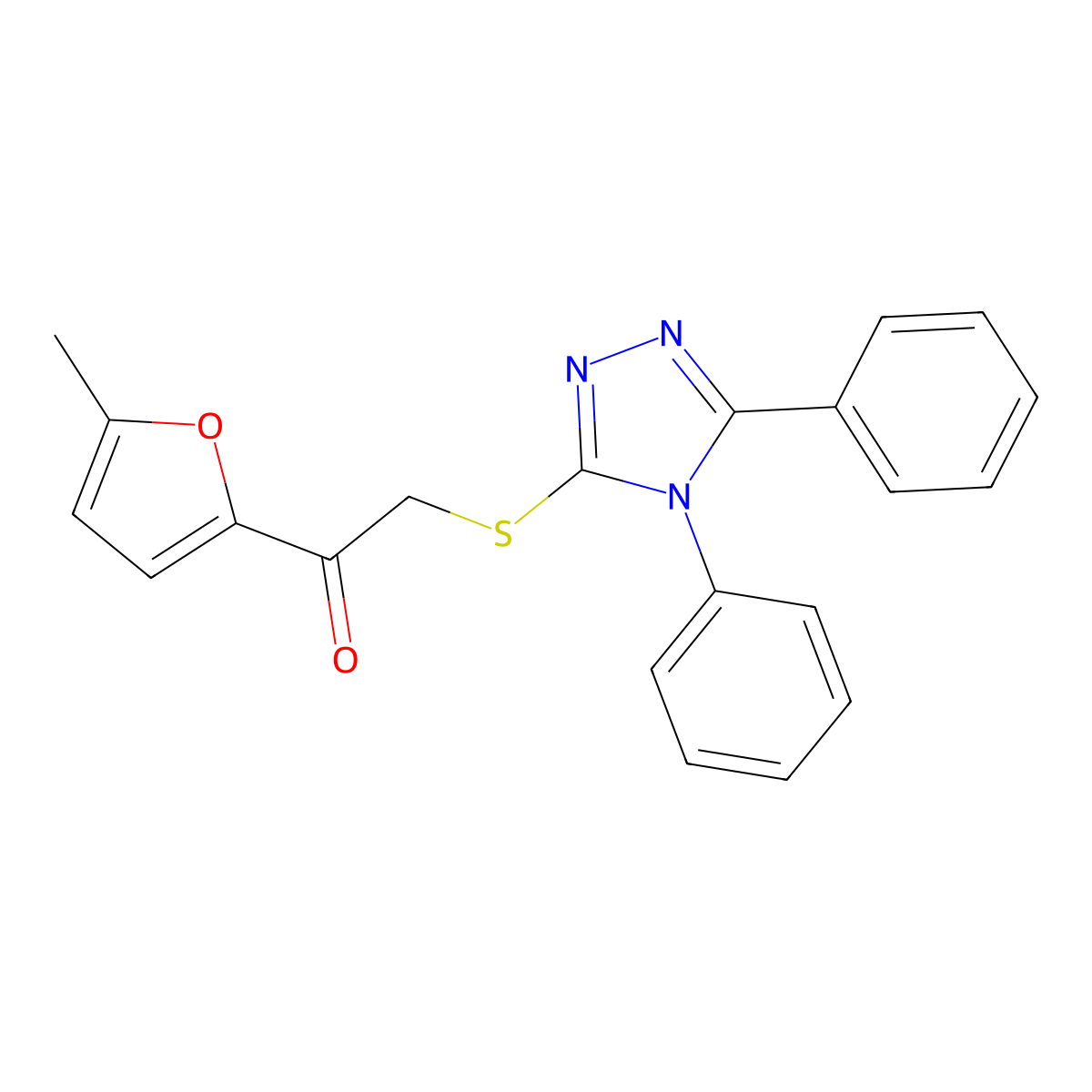 2-[(4,5-Diphenyl-1,2,4-triazol-3-yl)sulfanyl]-1-(5-methylfuran-2-yl)ethanone molecular structure, CAS 695199-51-0