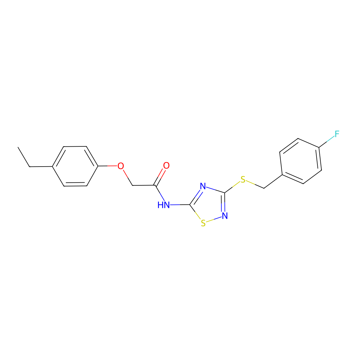 2-(4-ethylphenoxy)-N-[3-[(4-fluorophenyl)methylsulfanyl]-1,2,4-thiadiazol-5-yl]acetamide molecular structure, CAS 695199-53-2