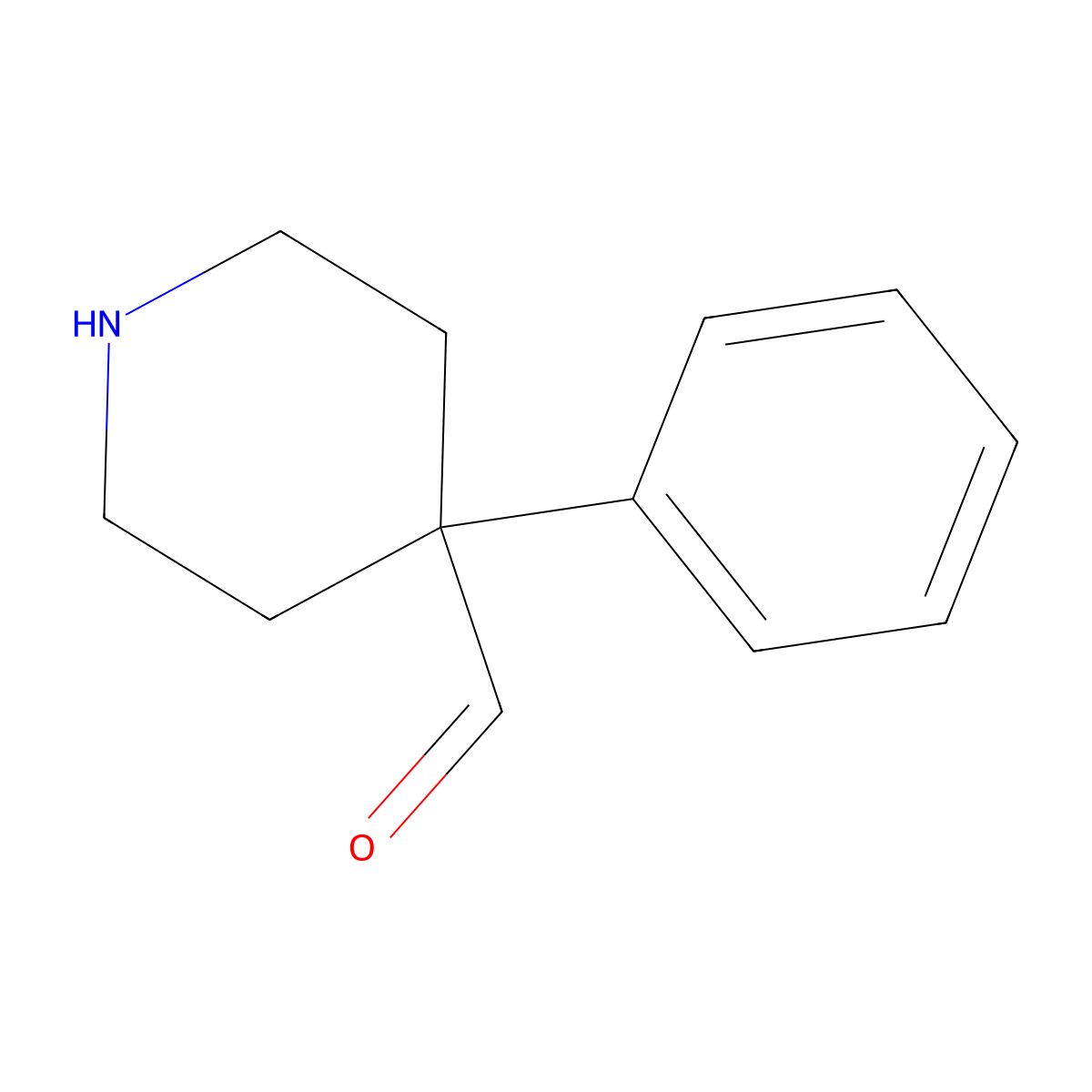 4-Phenyl-4-piperidinecarboxaldehyde molecular structure, CAS 6952-94-9