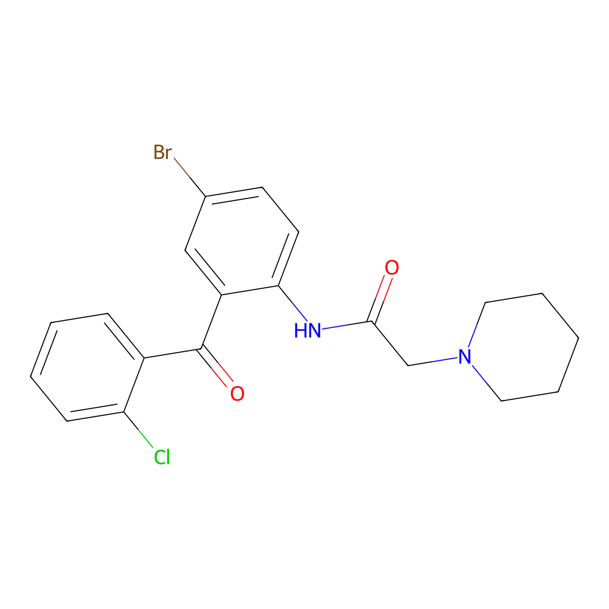 N-[4-bromo-2-(2-chlorobenzoyl)phenyl]-2-piperidin-1-ylacetamide molecular structure, CAS 69520-34-9