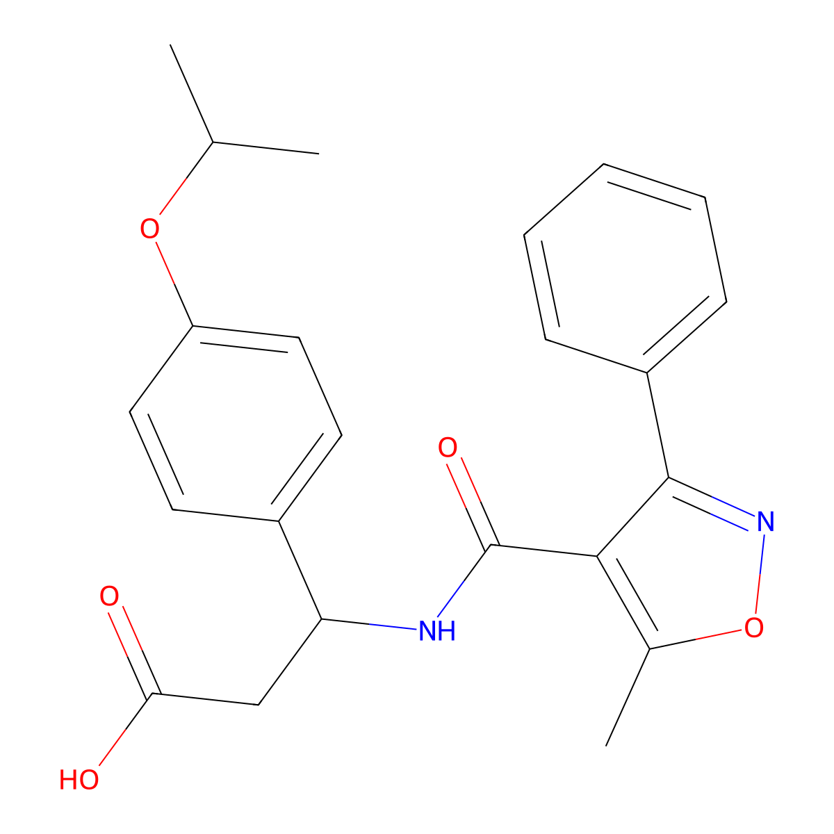 3-(4-Isopropoxyphenyl)-3-{[(5-methyl-3-phenylisoxazol-4-yl)carbonyl]amino}propanoic acid molecular structure, CAS 695200-05-6