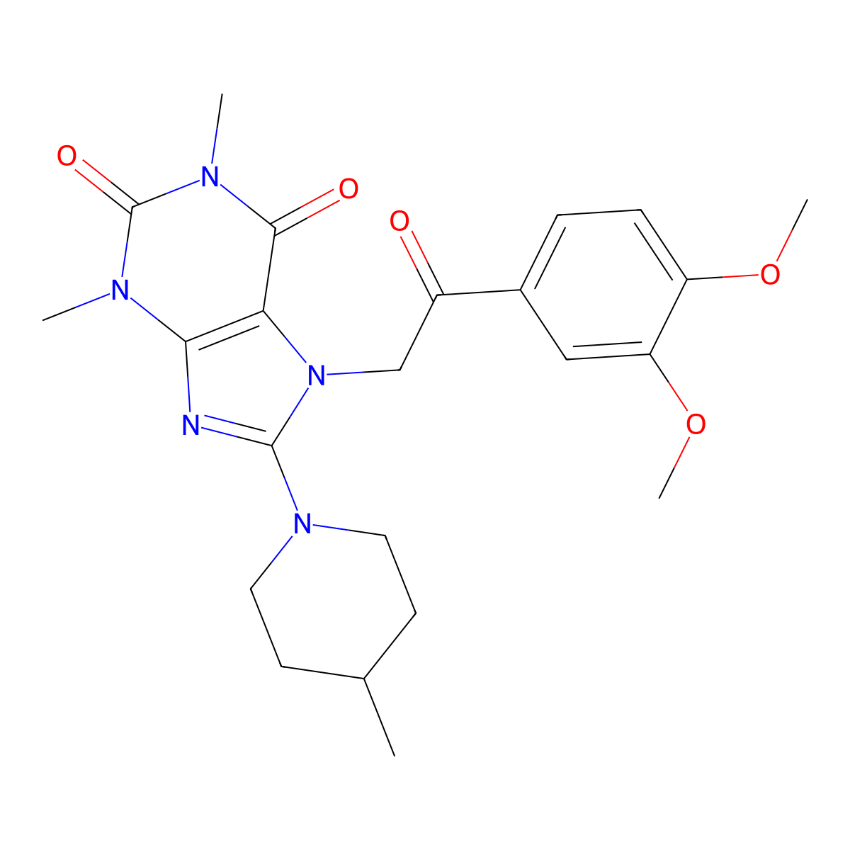 7-[2-(3,4-Dimethoxyphenyl)-2-oxoethyl]-1,3-dimethyl-8-(4-methylpiperidin-1-yl)purine-2,6-dione molecular structure, CAS 695201-38-8