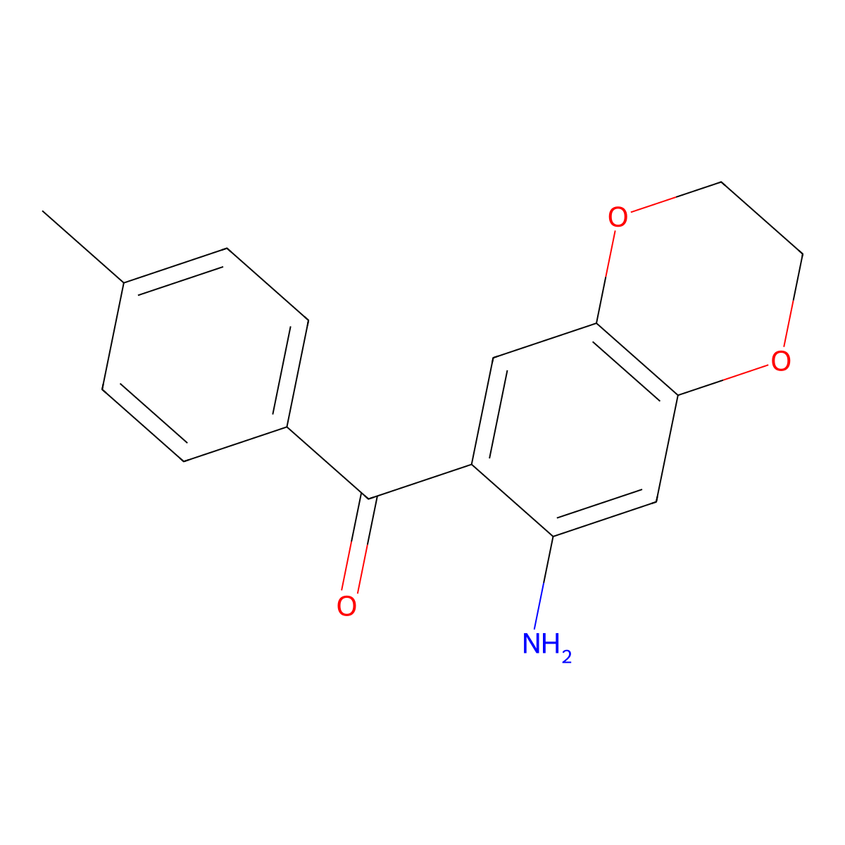 (7-Amino-2,3-dihydrobenzo[b][1,4]dioxin-6-yl)(p-tolyl)methanone molecular structure, CAS 695201-55-9