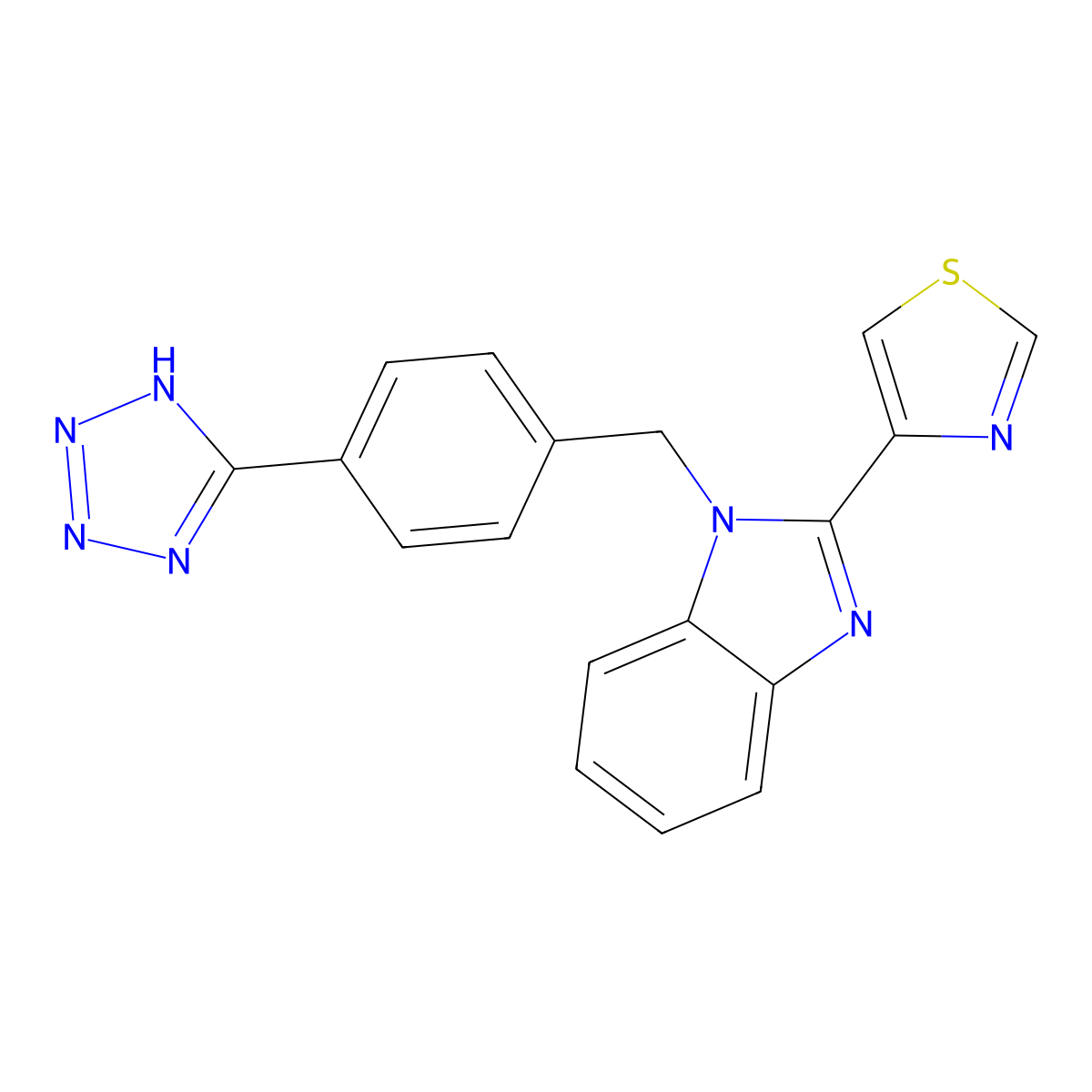 4-[1-[[4-(2H-tetrazol-5-yl)phenyl]methyl]benzimidazol-2-yl]-1,3-thiazole molecular structure, CAS 695202-08-5