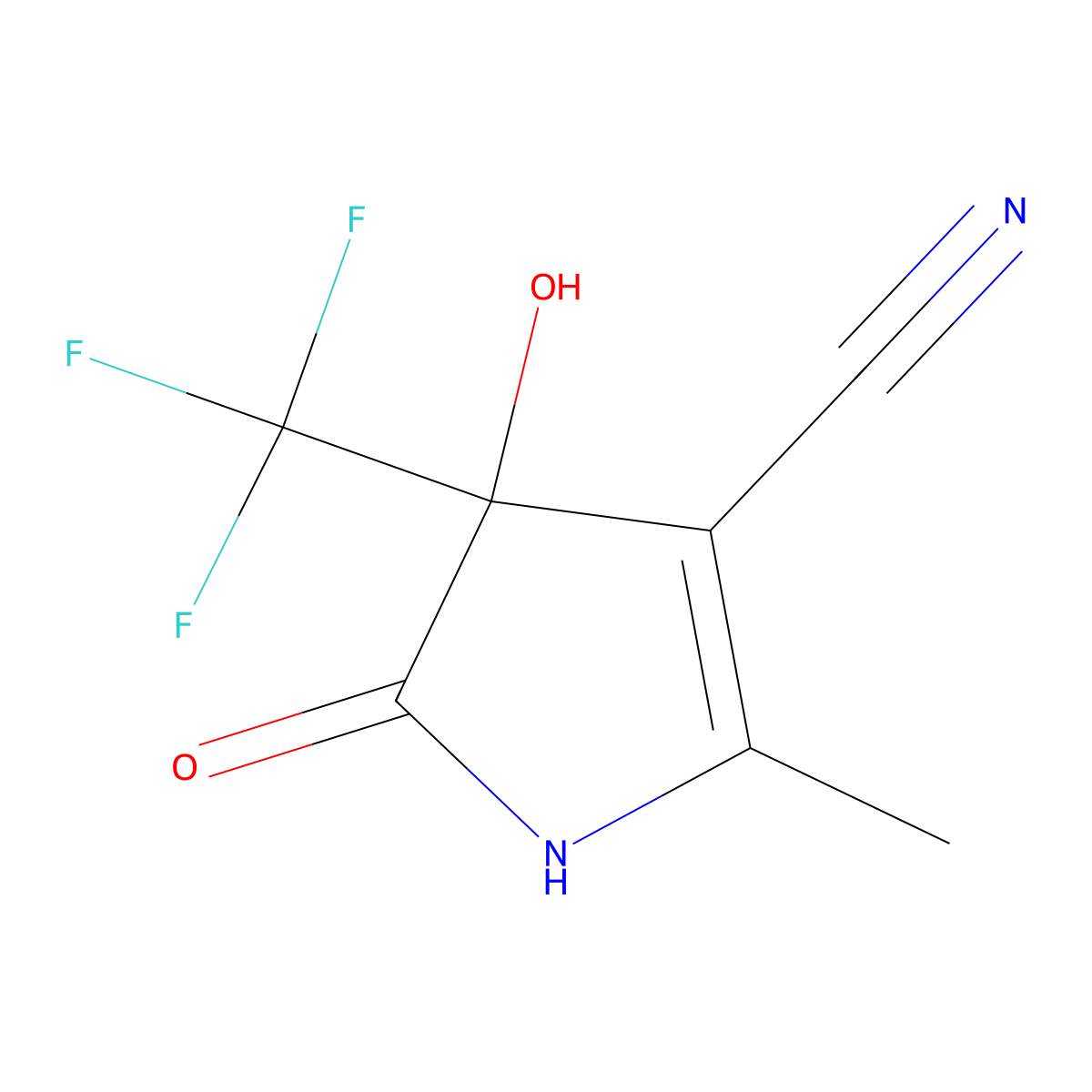 4-hydroxy-2-methyl-5-oxo-4-(trifluoromethyl)-4,5-dihydro-1H-pyrrole-3-carbonitrile molecular structure, CAS 695202-39-2