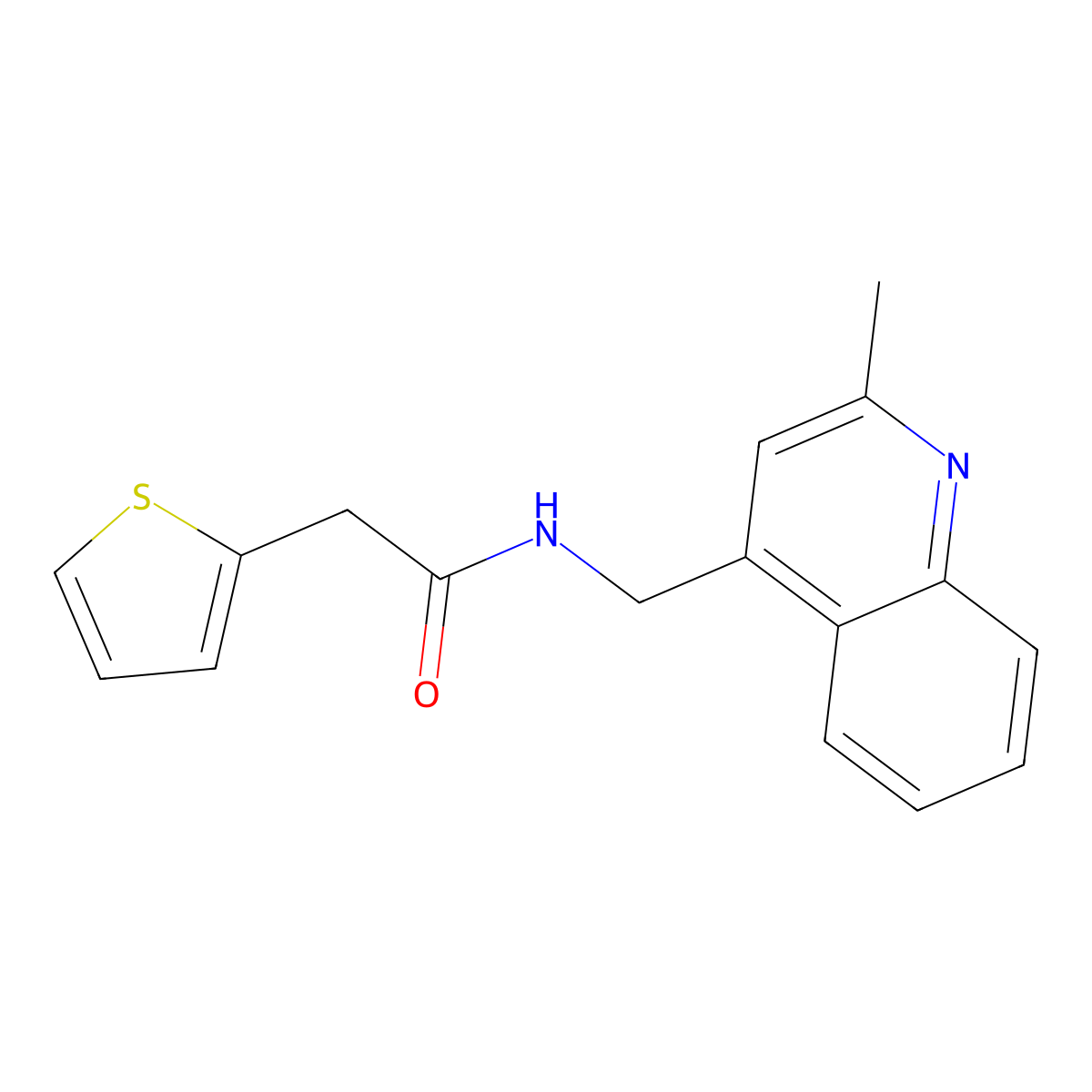 N-[(2-methylquinolin-4-yl)methyl]-2-thiophen-2-ylacetamide molecular structure, CAS 695204-13-8