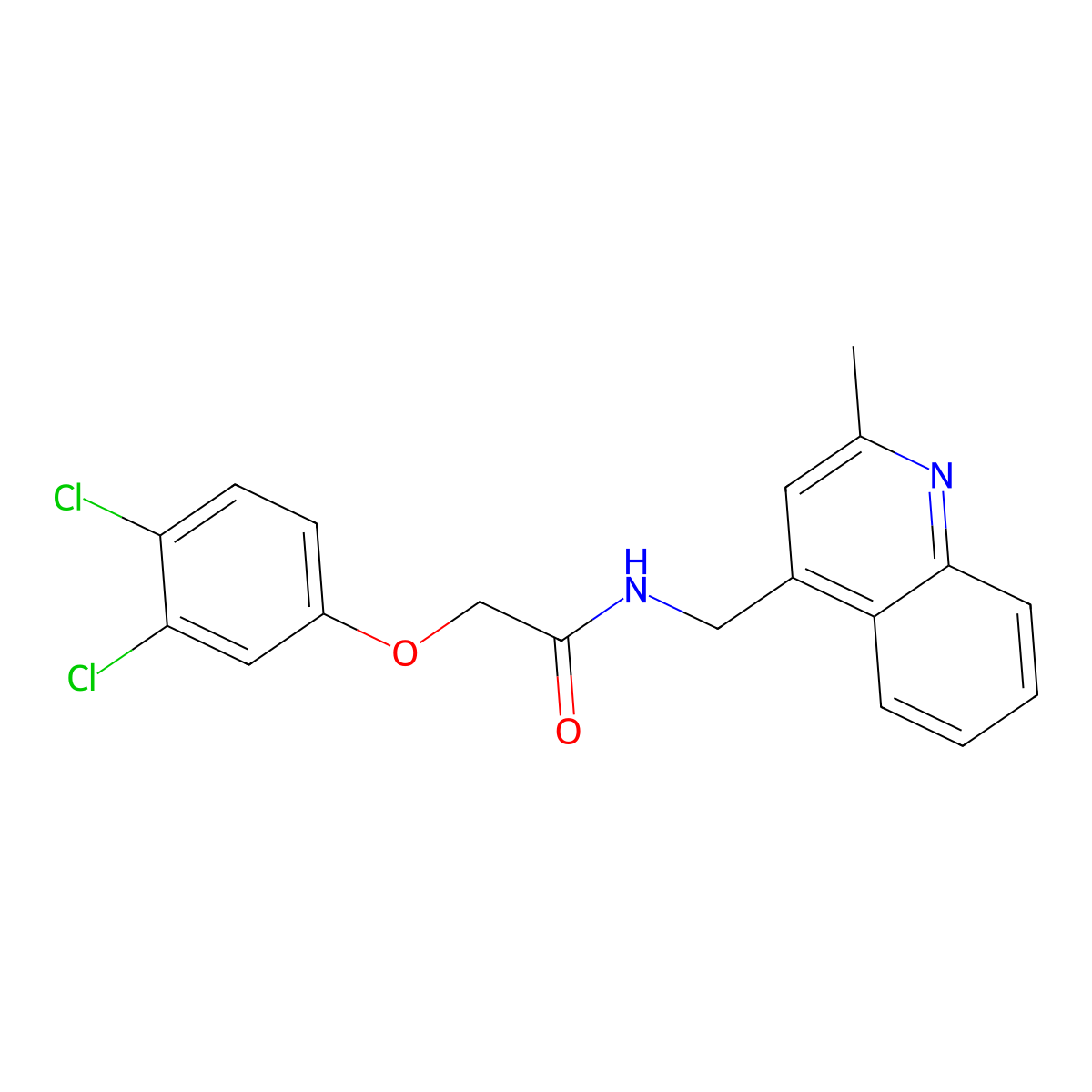 2-(3,4-dichlorophenoxy)-N-[(2-methylquinolin-4-yl)methyl]acetamide molecular structure, CAS 695204-24-1