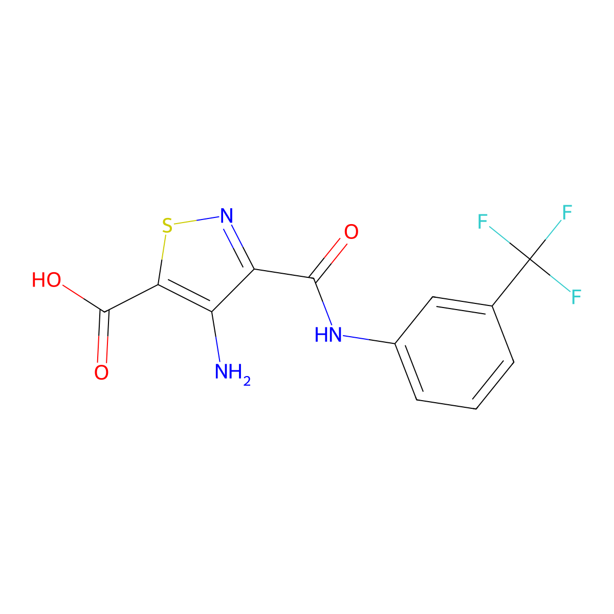 4-Amino-3-(3-trifluoromethylphenylcarbamoyl)isothiazole-5-carboxylic acid molecular structure, CAS 695204-41-2