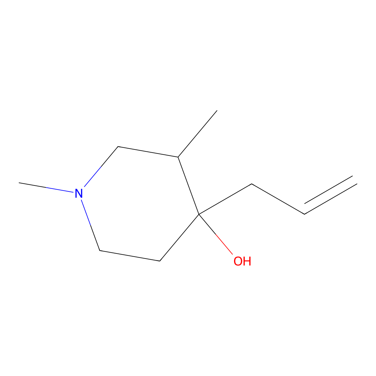 1,3-Dimethyl-4-prop-2-enylpiperidin-4-ol molecular structure, CAS 695204-42-3