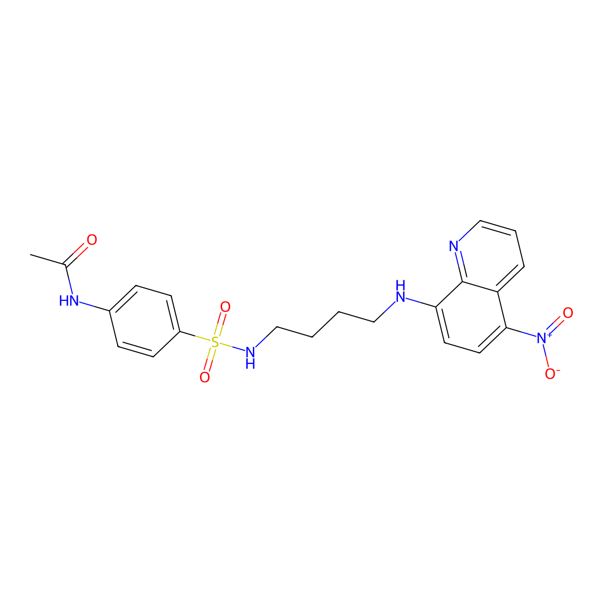 N-[4-[4-[(5-nitroquinolin-8-yl)amino]butylsulfamoyl]phenyl]acetamide molecular structure, CAS 695204-49-0