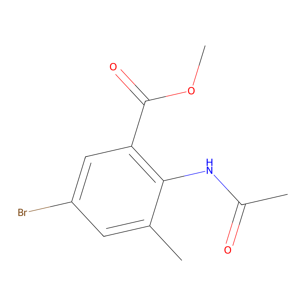 Methyl 2-acetamido-5-bromo-3-methylbenzoate molecular structure, CAS 695204-50-3