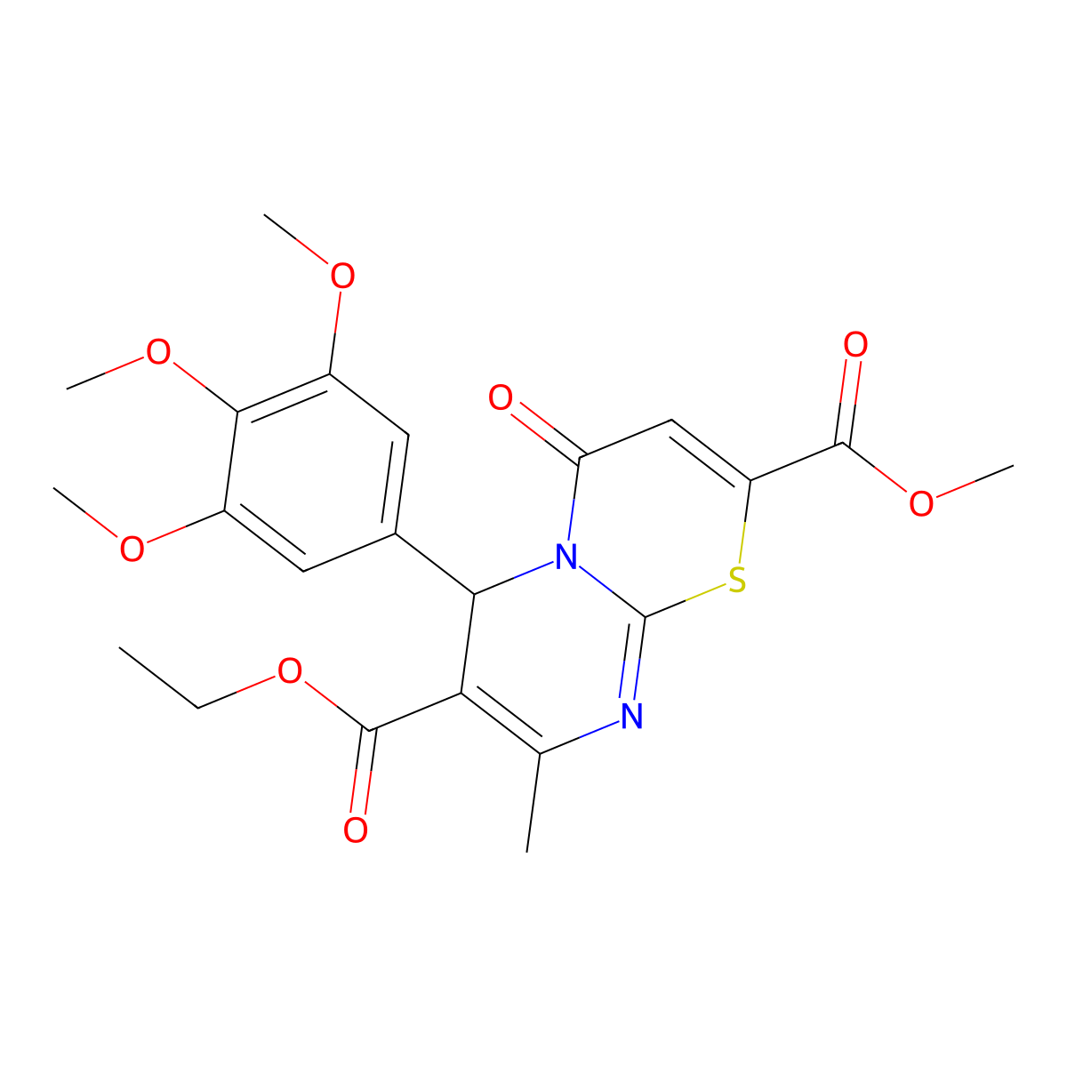 7-ethyl 2-methyl 8-methyl-4-oxo-6-(3,4,5-trimethoxyphenyl)-4H,6H-pyrimido[2,1-b][1,3]thiazine-2,7-dicarboxylate molecular structure, CAS 695204-90-1