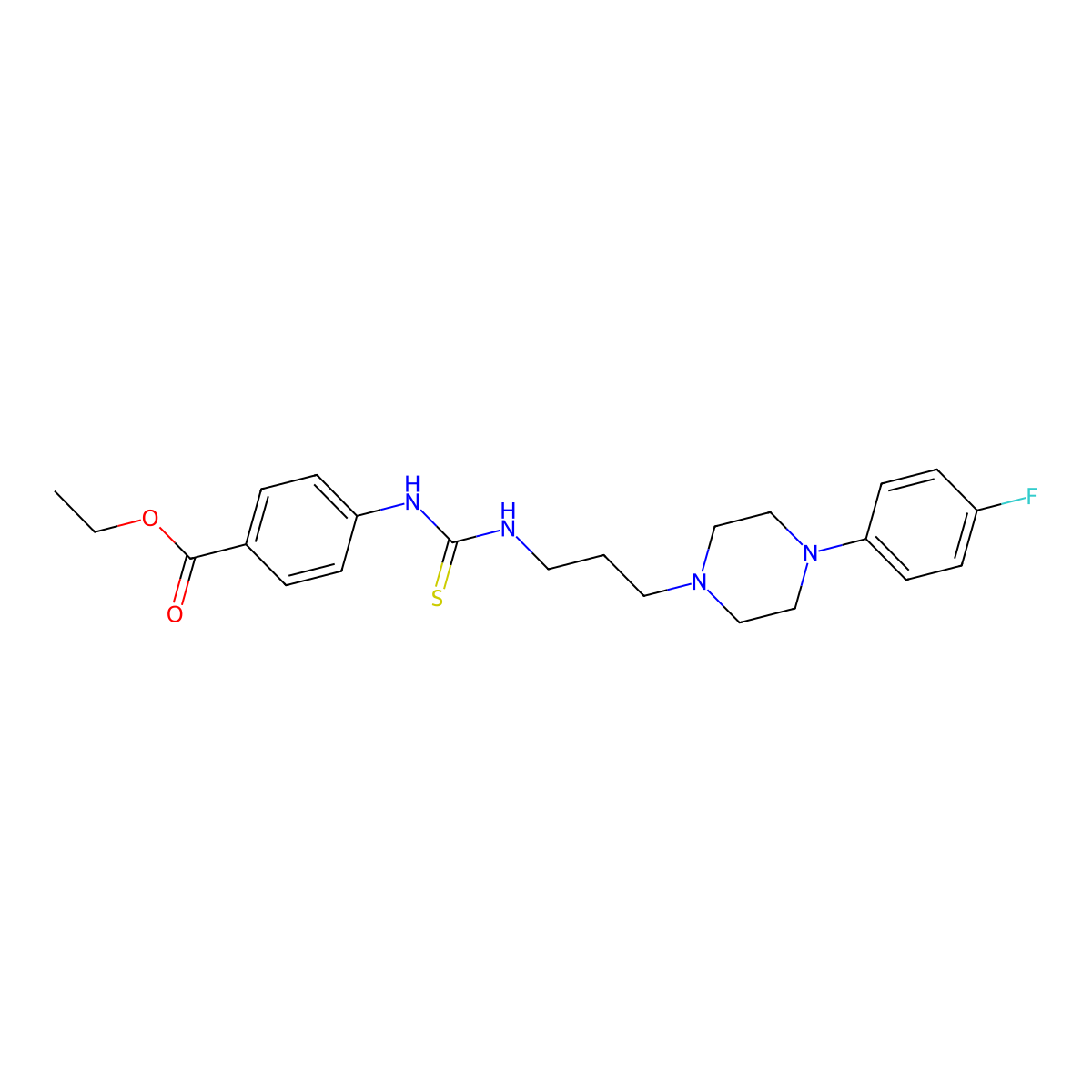Ethyl 4-[({3-[4-(4-fluorophenyl)piperazin-1-yl]propyl}carbamothioyl)amino]benzoate molecular structure, CAS 695205-15-3
