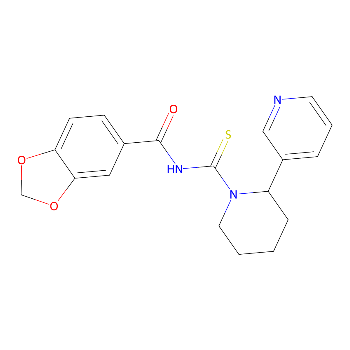 N-(2-pyridin-3-ylpiperidine-1-carbothioyl)-1,3-benzodioxole-5-carboxamide molecular structure, CAS 695205-27-7