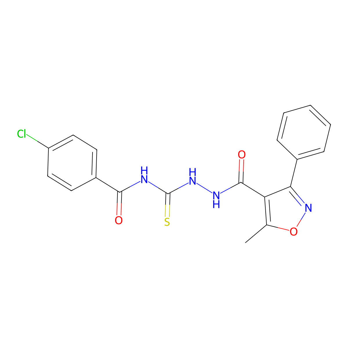 4-chloro-N-[[(5-methyl-3-phenyl-1,2-oxazole-4-carbonyl)amino]carbamothioyl]benzamide molecular structure, CAS 695205-76-6