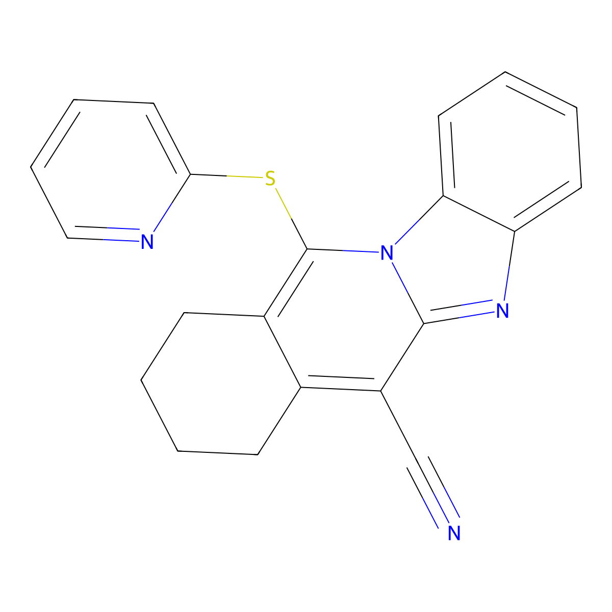 11-Pyridin-2-ylsulfanyl-7,8,9,10-tetrahydrobenzimidazolo[1,2-b]isoquinoline-6-carbonitrile molecular structure, CAS 695207-02-4