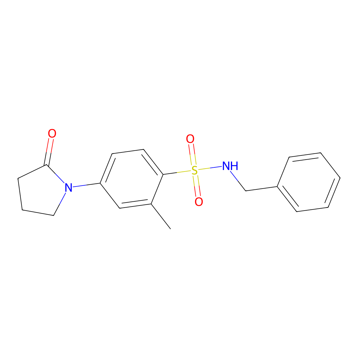 N-benzyl-2-methyl-4-(2-oxopyrrolidin-1-yl)benzenesulfonamide molecular structure, CAS 695207-30-8