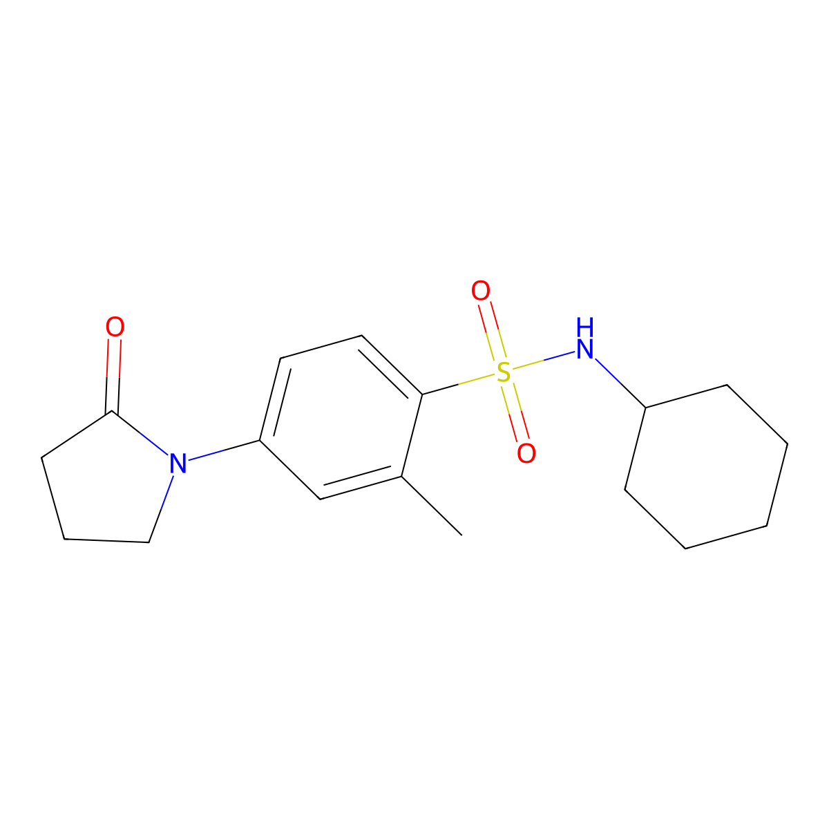 N-cyclohexyl-2-methyl-4-(2-oxopyrrolidin-1-yl)benzenesulfonamide molecular structure, CAS 695207-32-0