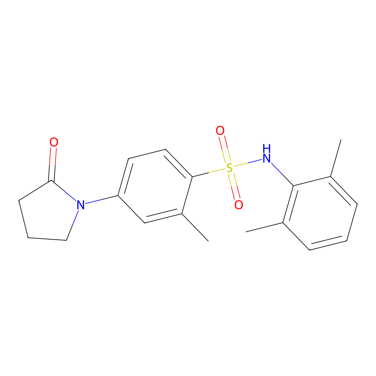 N-(2,6-dimethylphenyl)-2-methyl-4-(2-oxopyrrolidin-1-yl)benzenesulfonamide molecular structure, CAS 695207-36-4