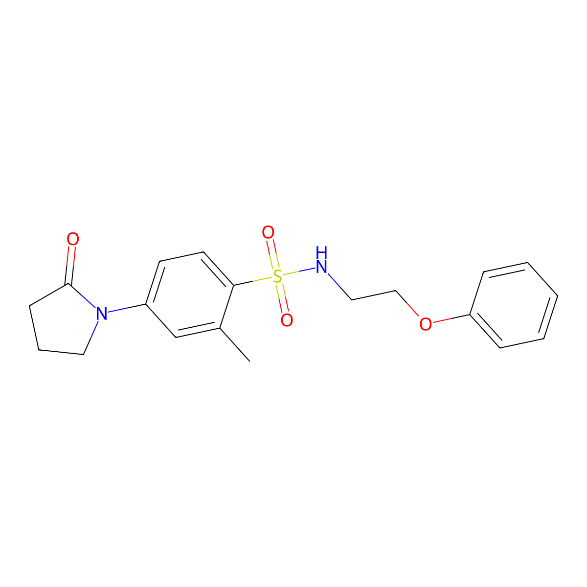 2-methyl-4-(2-oxopyrrolidin-1-yl)-N-(2-phenoxyethyl)benzenesulfonamide molecular structure, CAS 695207-38-6